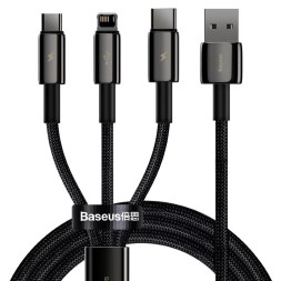 Usb Кабель-зарядка 3в1 Lightning/Micro/Type-C Baseus Cafule 1.5м (CAMLTWJ-01) черный