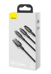 Usb Кабель-зарядка 3в1 Lightning/Micro/Type-C Baseus Cafule 1.5м (CAMLTWJ-01) черный