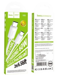 Usb Кабель-зарядка Type-C на Type-C Hoco X88 3.0A  60W 2M белый