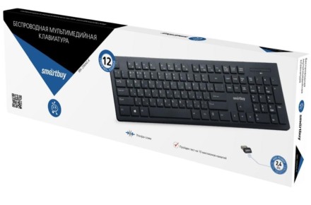  Клавиатура беспроводная мультимедийная Smartbuy 206 черная (SBK-206AG-K)/20