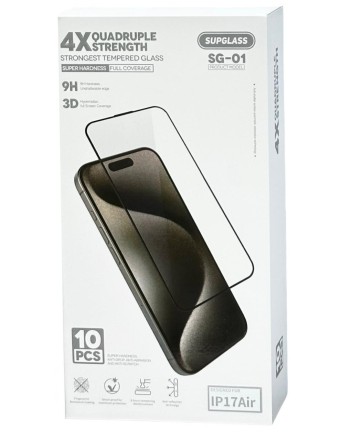  Защитное стекло для i-Phone 17 Air Supglass SG-01 3D чёрное