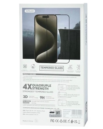  Защитное стекло для i-Phone 17 Air Supglass SG-01 3D чёрное