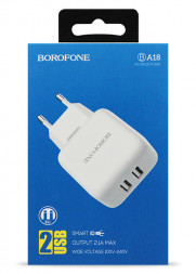 Сетевое зар. устр. Borofone BA18 2USB 2.1A белое