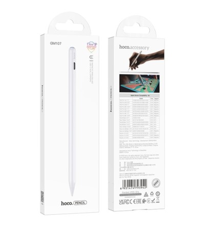  Стилус hoco GM107 Smooth series magnetic rechargeable capacitive pen for iPAD белый