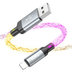 Usb Кабель-зарядка Lightning Hoco U112 2.4A 1м LED черный