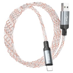 Usb Кабель-зарядка Lightning Hoco U112 2.4A 1м LED черный