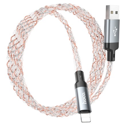  Usb Кабель-зарядка Lightning Hoco U112 2.4A 1м LED черный