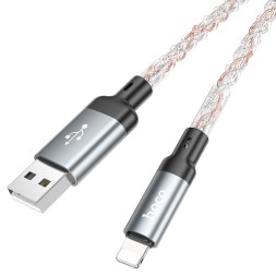 Usb Кабель-зарядка Lightning Hoco U112 2.4A 1м LED черный