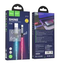Usb Кабель-зарядка Lightning Hoco U112 2.4A 1м LED черный