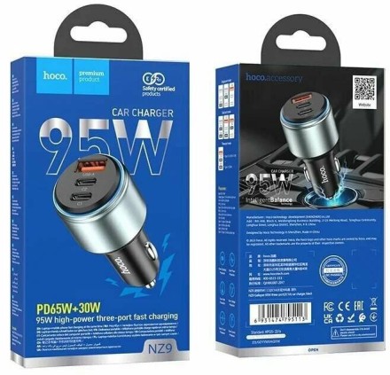  Автомобильное заряд. устр. Hoco NZ9 1USB/2USB-C 3A 95W черное
