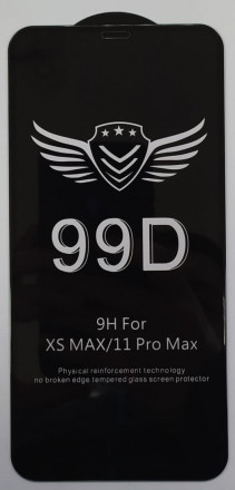 Защитное стекло для iPhone 11 Pro Max/XS Max 6.5&quot; 99D чёрное