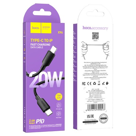  Usb Кабель-зарядка Type-C на Lightning Hoco X96 2.4A 1м черный