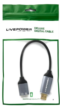  Переходник USB (папа)↔Jack 3.5mm наушники+микрофон (мама) Livepower S294 чёрный