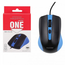 Мышь проводная Smartbuy ONE 352 USB/DPI 800-1200-1600/4 кнопки/1.24м сине-черная (SBM-352-BK)