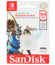micro SDXC карта памяти Sandisk Nintendo Switch 64GB Class10 100/960 MB/s (SDSQXAT-064G-GNCZN)