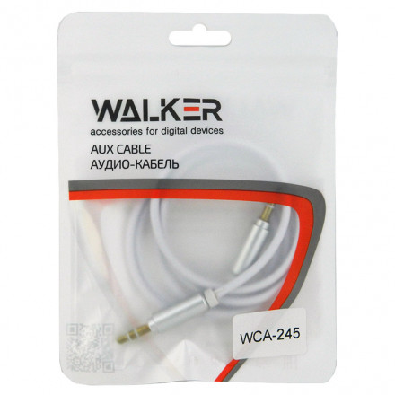 Аудиокабель AUX 3,5mm Walker WCA245 круглый белый