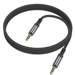 Аудиокабель AUX 3.5мм Borofone BL24 1м тканевый серый