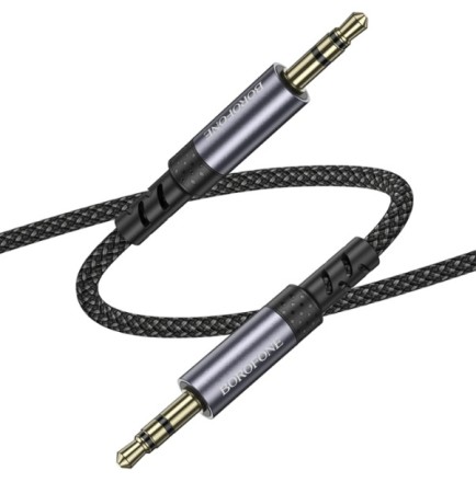  Аудиокабель AUX 3.5мм Borofone BL24 1м тканевый серый