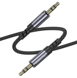 Аудиокабель AUX 3.5мм Borofone BL24 1м тканевый серый