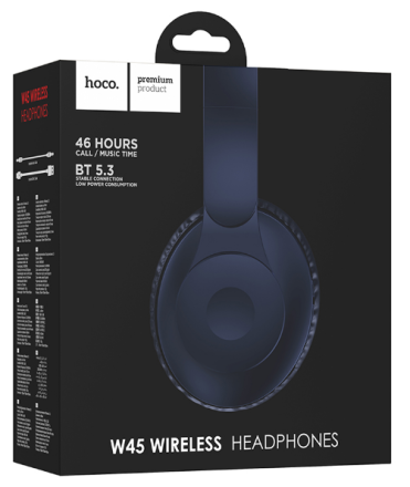  Стереонаушники Bluetooth полноразмерные HOCO W45 синие