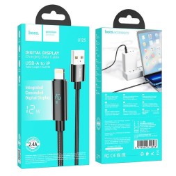 Usb Кабель-зарядка Lightning Hoco U125 с индикацией 5A 66W 1.2м черный
