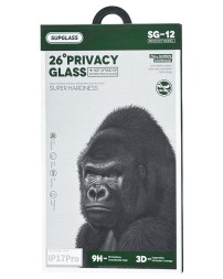 Защитное стекло для i-Phone 17/17 Pro/16 Pro Supglass SG-12 Антишпион 26° чёрное