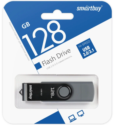  USB/USB-C 3.1 флеш накопитель SmartBuy 128GB Twist Dual (SB128GB3DUOTWK) черный