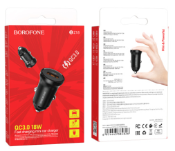 Автомобильное заряд. устр. Borofone BZ18 1USB QC3.0 черное