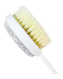 Щетка для душа Qualitell Double Sided Shower Brush с пемзой для пяток белая