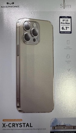  Накладка для i-Phone 15 Pro Max Keephone X-Crystal титан