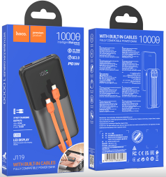 Powerbank Hoco J119 10000mAh 1USB/1USB-C с проводом Type-C/Lightning черный