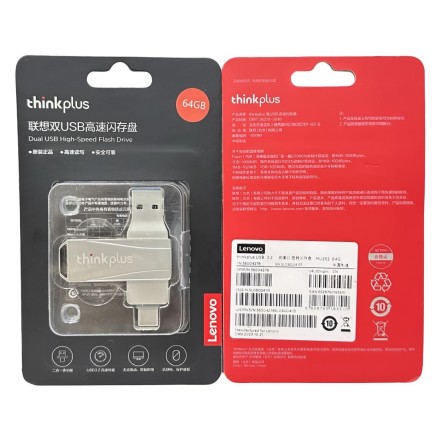  USB3.2/USB-C флеш накопитель Lenovo Thinkplus MU252 64GB серебристый