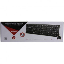 Клавиатура проводная Smartbuy 232 USB/104+12 клавиш/2USB-порта/1.5м, (SBK-232H-K) черная 