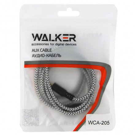 Аудиокабель AUX 3,5mm Walker WCA205 круглый полиуретановая обмотка черно-белый