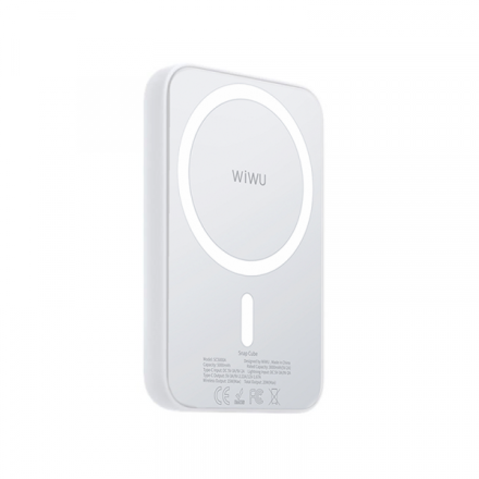 Внешний аккумулятор MagSafe Battery Pack WiWU Snap Cube для i-Phone 12/13/14 (SC5000A) белый