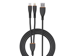 Usb Кабель-зарядка EOFE AT21 2в1 Lightning/Type-C 2.4A 1.2м черный