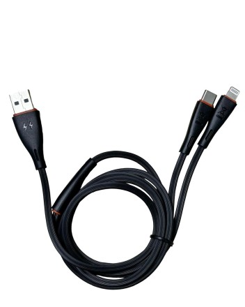  Usb Кабель-зарядка EOFE AT21 2в1 Lightning/Type-C 2.4A 1.2м черный