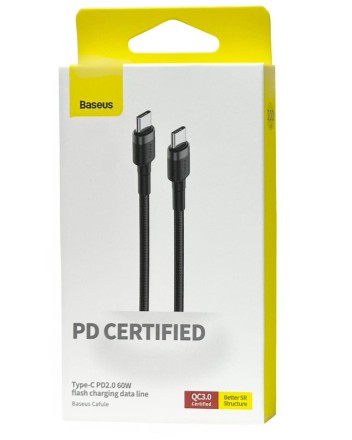  Кабель-зарядка Type-C на Type-C Baseus Cafule 1м (CATKLF-GG1) серо-черный