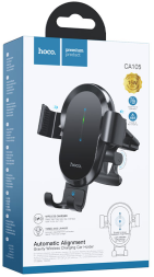 Держатель c беспроводной зарядкой в воздуховод Hoco CA105 15W магнитный черный
