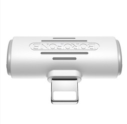 Переходник Borofone BV6 Lightning (папа) на 2 Lightning (мама) аудио/зарядка белый