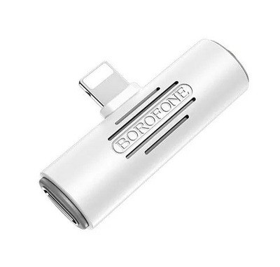  Переходник Borofone BV6 Lightning (папа) на 2 Lightning (мама) аудио/зарядка белый