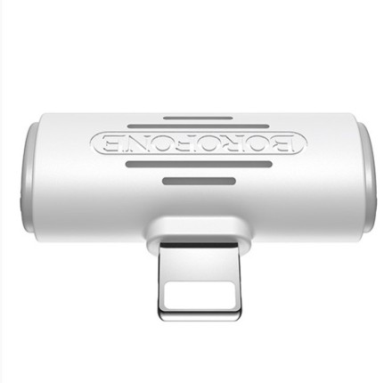  Переходник Borofone BV6 Lightning (папа) на 2 Lightning (мама) аудио/зарядка белый