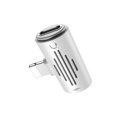 Переходник Borofone BV6 Lightning (папа) на 2 Lightning (мама) аудио/зарядка белый
