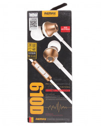 Стереонаушники с микрофоном Remax RM-610D 1.2м плоский золотой