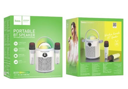  Bluetooth колонка+караоке микрофон Hoco BS59 серая