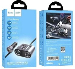 Автомобильное заряд. устр. Hoco Z51 3USB/2T-C/2-12V чёрный