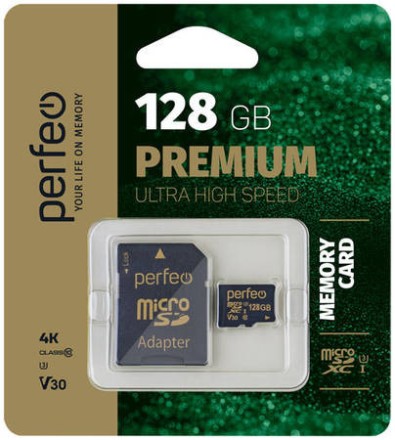  micro SDXC карта памяти Perfeo 128GB Premium (Class 10) UHS-1
