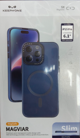  Накладка для i-Phone 15 Pro Keephone Magviar Magsafe синяя