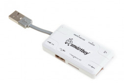 Картридер + хаб Smartbuy 750 3USB/MicroSD/SD/MS/M2 белый (SBRH-750-W)