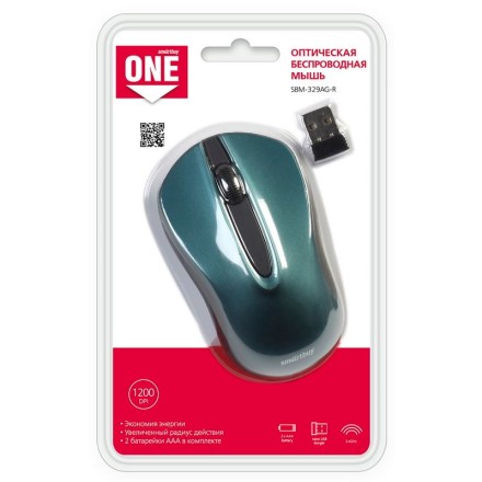  Мышь беспроводная Smartbuy ONE 329AG-B зеленая (SBM-329AG-B)